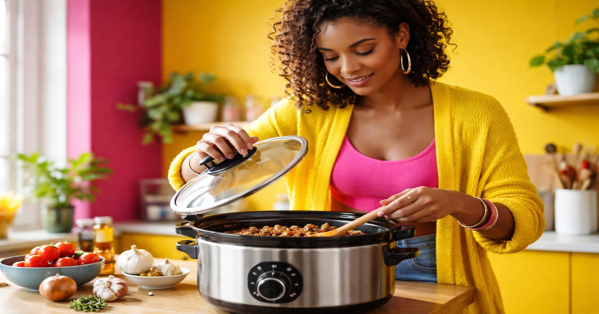 slow cooker in use